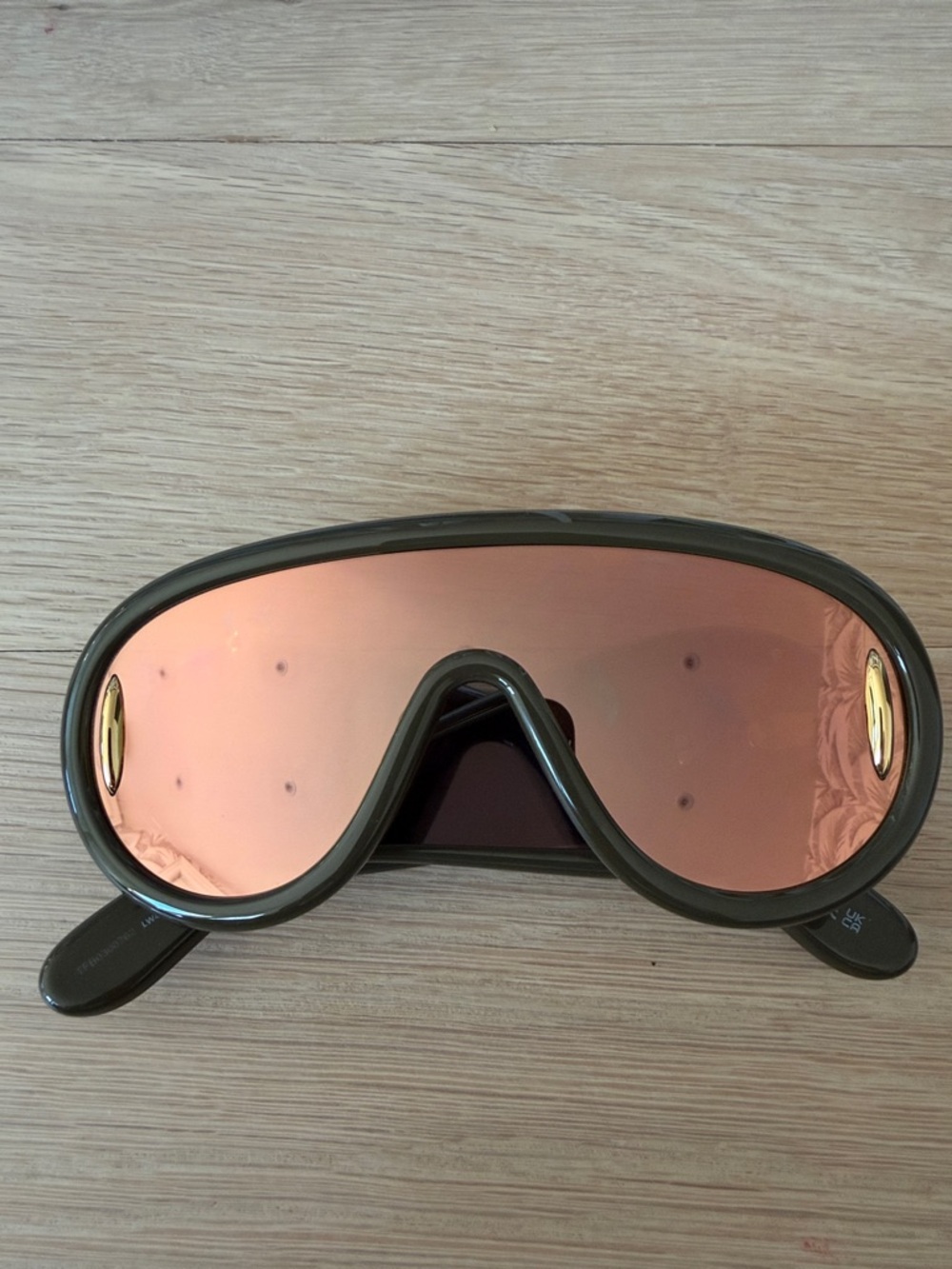 Loewe Paula's Ibiza Aviator Sunglasses Khaki Green Frame Rose-Tinted Lens